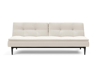 Dublexo Styletto Black Wood sovesofa i 531 Bouclé Off White, set forfra