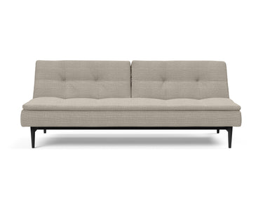 Dublexo Styletto Black Wood sovesofa i 579 Kenya Gravel, set forfra