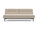 Dublexo Styletto Black Wood sovesofa i 612 Blida Sand Grey, set forfra