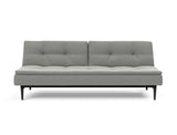 Dublexo Styletto Black Wood sovesofa i 853 Mahoga Dove Grey, set forfra