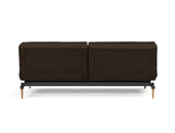 Dublexo Styletto Light Wood sovesofa i 358 Taura Chocco, set bagfra