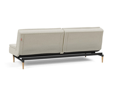 Dublexo Styletto Light Wood sovesofa i 527 Mixed Dance Natural, set skråt bagfra
