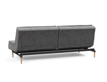Dublexo Styletto Light Wood sovesofa i 563 Twist Charcoal, set skråt bagfra
