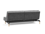Dublexo Styletto Light Wood sovesofa i 563 Twist Charcoal, set skråt bagfra