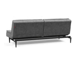Dublexo Styletto Black Wood sovesofa i 563 Twist Charcoal, set skråt bagfra