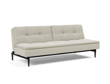 Dublexo Styletto Black Wood sovesofa i 527 Mixed Dance Natural, set skråt forfra