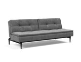 Dublexo Styletto Black Wood sovesofa i 563 Twist Charcoal, set skråt forfra