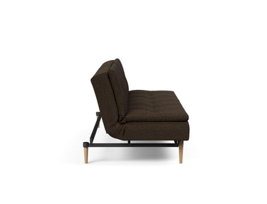 Dublexo Styletto Light Wood sovesofa i 358 Taura Chocco, set fra siden
