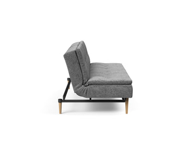Dublexo Styletto Light Wood sovesofa i 563 Twist Charcoal, set fra siden
