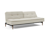 Dublexo Styletto Dark Wood sovesofa i 527 Mixed Dance Natural, med den ene ryghalvdel lænet tilbage
