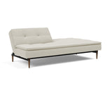 Dublexo Styletto Dark Wood sovesofa i 527 Mixed Dance Natural, med den ene ryghalvdel lagt ned