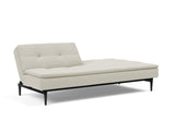 Dublexo Styletto Black Wood sovesofa i 527 Mixed Dance Natural, med den ene ryghalvdel lagt ned