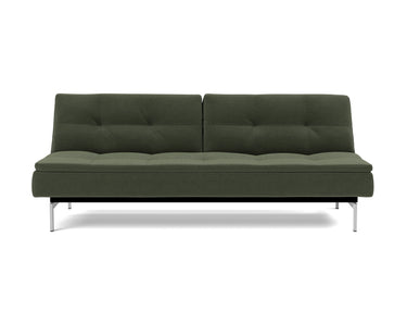Dublexo Chrome sovesofa i 413 Esina Olive Green, set forfra