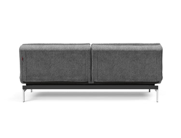 Dublexo Chrome sovesofa i 563 Twist Charcoal, set bagfra