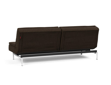 Dublexo Chrome sovesofa i 358 Taura Chocco, set skråt bagfra