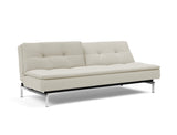 Dublexo Chrome sovesofa i 527 Mixed Dance Natural, med den ene ryghalvdel lænet tilbage