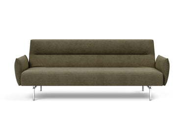 Jillis sovesofa med armlæn i 316 Cordufine Pine Green, set forfra