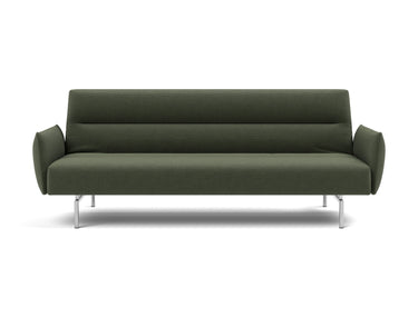 Jillis sovesofa med armlæn i 413 Esina Olive Green, set forfra
