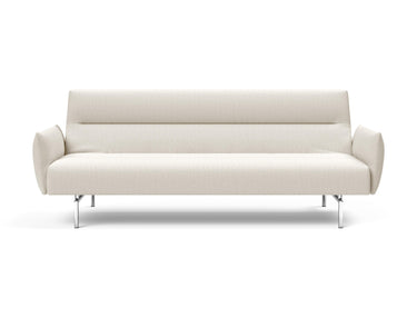 Jillis sovesofa med armlæn i 531 Bouclé Off White, set forfra