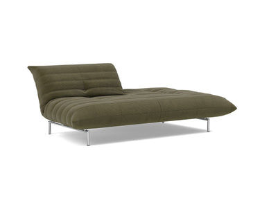 Mikunjo sovesofa i 316 Cordufine Pine Green, med den ene halvdel slået ned
