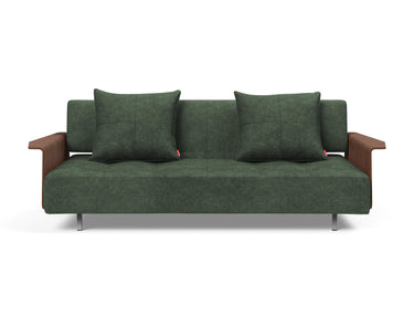 Long Horn D.E.L. sovesofa med armlæn i 281 Avella Pine Green, set forfra