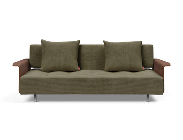 Long Horn D.E.L. sovesofa med armlæn i 316 Cordufine Pine Green, set forfra