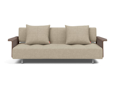 Long Horn D.E.L. sovesofa med armlæn i 356 Taura Sand, set forfra