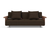 Long Horn D.E.L. sovesofa med armlæn i 358 Taura Chocco, set forfra