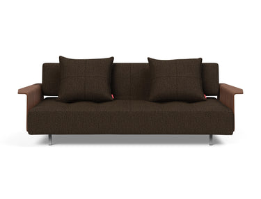 Long Horn D.E.L. sovesofa med armlæn i 358 Taura Chocco, set forfra