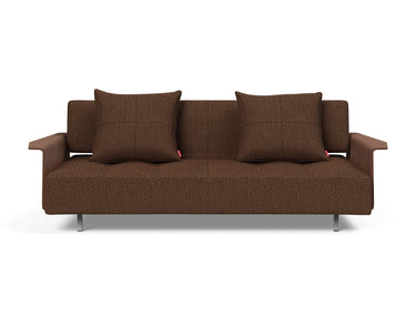 Long Horn D.E.L. sovesofa med armlæn i 359 Taura Cappuccino, set forfra