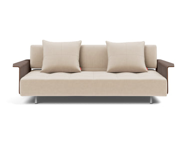 Long Horn D.E.L. sovesofa med armlæn i 410 Esina Almond, set forfra