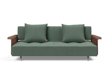 Long Horn D.E.L. sovesofa med armlæn i 518 Elegance Green, set forfra