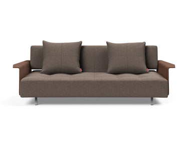 Long Horn D.E.L. sovesofa med armlæn i 530 Bouclé Taupe, set forfra