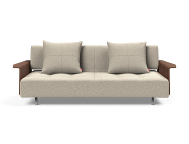 Long Horn D.E.L. sovesofa med armlæn i 539 Bouclé Beige, set forfra