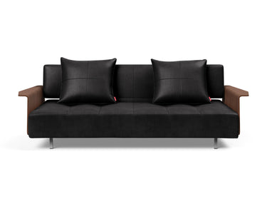 Long Horn D.E.L. sovesofa med armlæn i 550 Faunal Black, set forfra