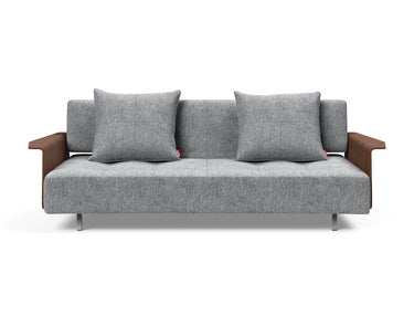 Long Horn D.E.L. sovesofa med armlæn i 565 Twist Granite, set forfra