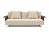 Long Horn D.E.L. sovesofa med armlæn i 586 Phobos Latte, set forfra