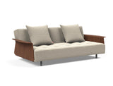 Long Horn D.E.L. sovesofa med armlæn i 539 Bouclé Beige, set skråt forfra