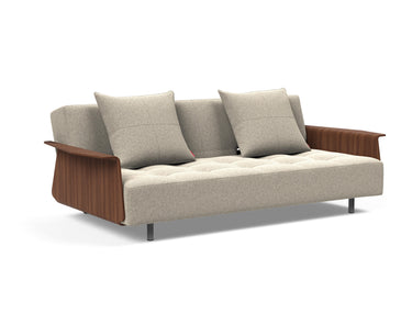 Long Horn D.E.L. sovesofa med armlæn i 539 Bouclé Beige, set skråt forfra