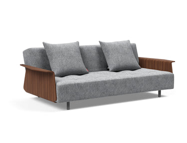 Long Horn D.E.L. sovesofa med armlæn i 565 Twist Granite, set skråt forfra