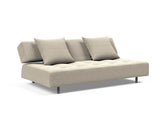 Long Horn D.E.L sovesofa i 539 Bouclé Beige, med ryglænet slået ned som daybed