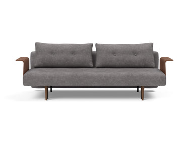 Recast Dark Styletto sovesofa med armlæn i 282 Avella Warm Grey, set forfra