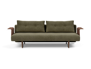 Recast Dark Styletto sovesofa med armlæn i 316 Cordufine Pine Green, set forfra