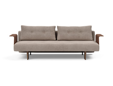 Recast Dark Styletto sovesofa med armlæn i 318 Cordufine Beige, set forfra