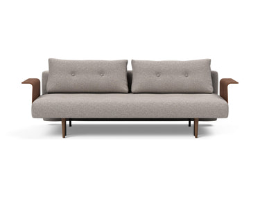 Recast Dark Styletto sovesofa med armlæn i 321 Corocco Warm Grey, set forfra