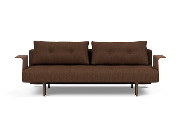 Recast Dark Styletto sovesofa med armlæn i 359 Taura Cappuccino, set forfra