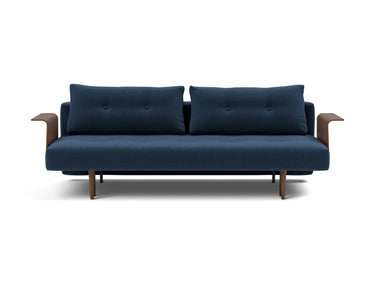 Recast Dark Styletto sovesofa med armlæn i 414 Esina Indigo Blue, set forfra