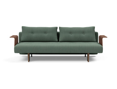 Recast Dark Styletto sovesofa med armlæn i 518 Elegance Green, set forfra