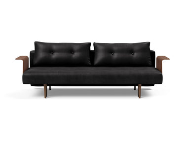 Recast Dark Styletto sovesofa med armlæn i 550 Faunal Black, set forfra