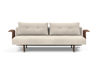 Recast Dark Styletto sovesofa med armlæn i 594 Corduroy Ivory, set forfra